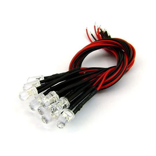 20cm線付LED φ5mm 黄/10個入 PW5-12-YELLOW (67-2187-60)