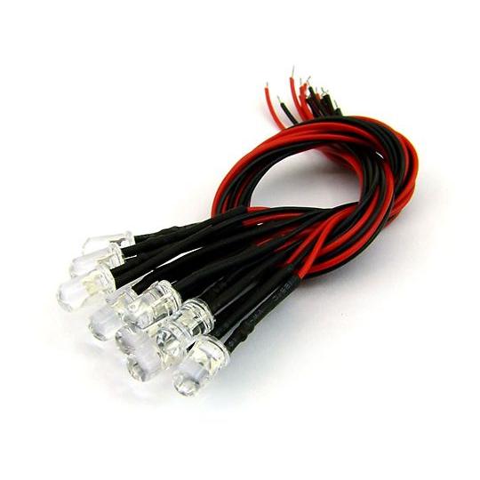 20cm線付LED φ5mm 赤/10個入 PW5-12-RED (67-2187-61)