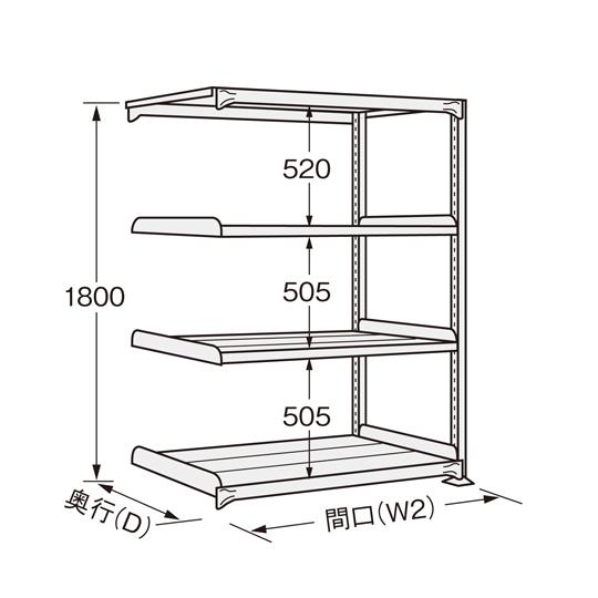 高耐食性めっき中量棚 300kg/段・連結・4段 1800×630×1800mm サカエ MB-17...