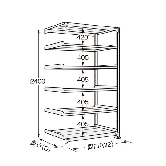 高耐食性めっき中量棚 300kg/段・連結・6段 900×630×2400mm サカエ MB-314...