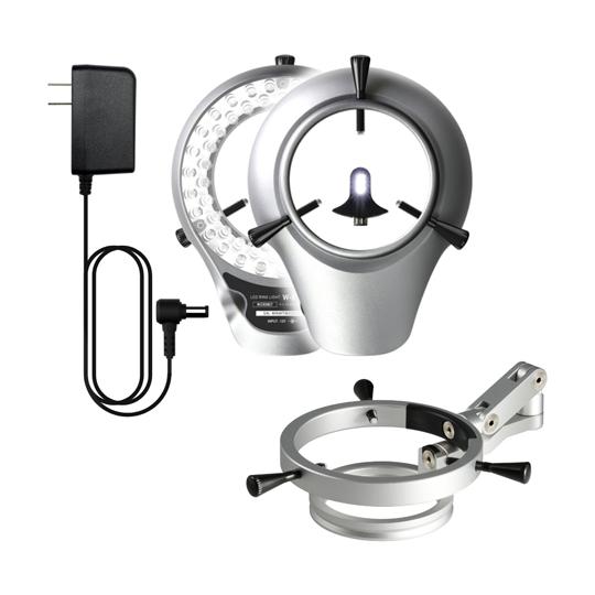 実体顕微鏡用&lt;垂直照明付き&gt;LED照明装置 自在アダプター付き マイクロネット W-E PLUS (...