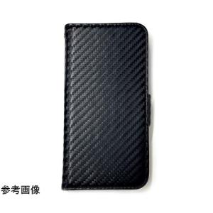 iPhone13mini カーボン調PUレザー手帳型ケース ブラック エアージェイ AC-P21M-PB CB (67-7233-91)の商品画像