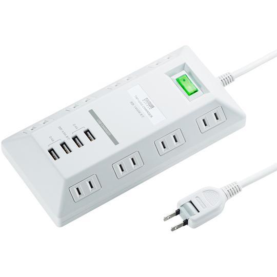 USB充電ポート付きタップ 平型 サンワサプライ TAP-B109U-3WN (67-9328-51...