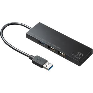 サンワサプライ USB3.1+2.0コンボハブ カードリーダー付き ブラック USB-3HC316BKN (67-9330-71)の商品画像