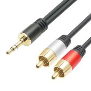 3.5PIN-2RCAオーディオケーブル 5m 2重シールド構造 24K金メッキプラグ ホーリック RC50-803RSB (68-5556-28)の商品画像