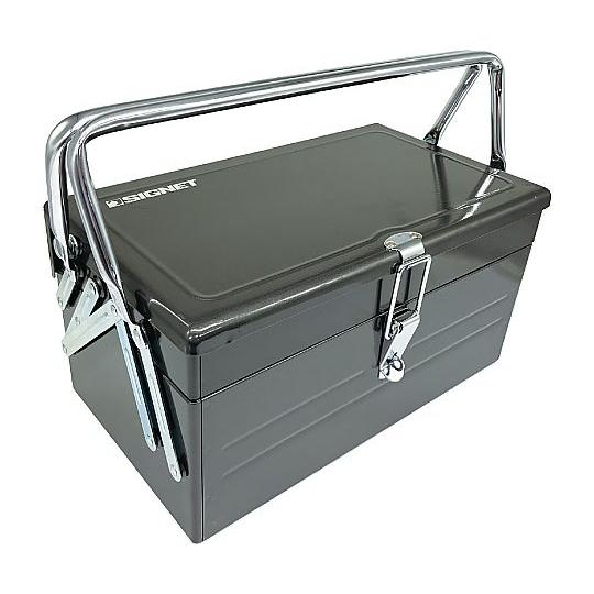 高品質 スチール製両開きツールボックス サイズ360×205×185mm ブラック SIGNET S...