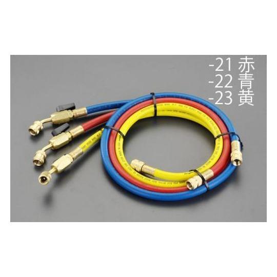 100cm/R12・R22・R502 バルブ付チャージングホース/赤 エスコ EA104AK-21 ...