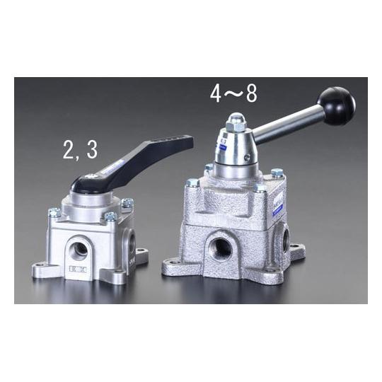 Rc 3/8" 四方向手動切替バルブ エスコ EA153EA-3 (78-0048-93)