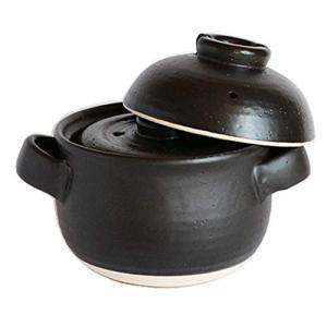 萬古焼 炊飯鍋 (中蓋付) 2合 黒しずく 33-96の商品画像