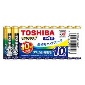 東芝 (TOSHIBA) アルカリ乾電池 単4形 10本入 1.5V 使用推奨期限10年 液漏れ防止の商品画像
