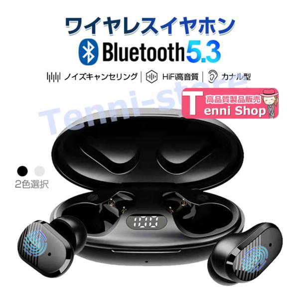 ワイヤレスイヤホン Bluetooth5.3 イヤホン カナル型 フィット感・遮音性に優れる TWS...