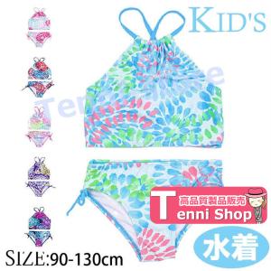 キッズ 水着 女の子 ビキニ セパレート エスニック 花柄 サイドリボンドローストリング 子供 ガールズ ジュニア 水遊び 水泳 スイミング ビーチの商品画像