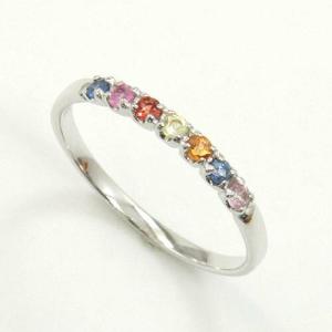 マルチストーン ハーフ エタニティ リング シャーベットカラー K10YG