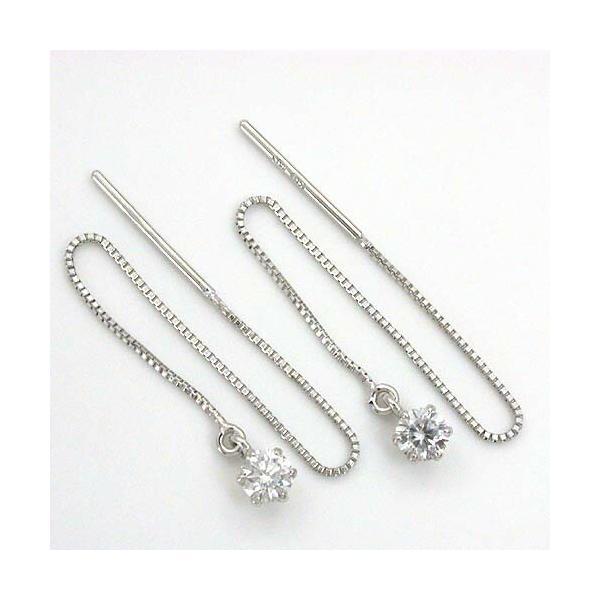 18金ホワイトゴールド ダイヤモンド 0.1ctｘ2ピアス(全長6.5センチ/アメリカンタイプ)ty...