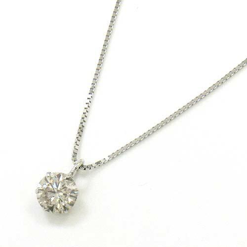 プラチナ　ダイヤモンド　ネックレス　0.4カラット　0.4ct　　六本爪シャンパンカラーベネチアンチ...