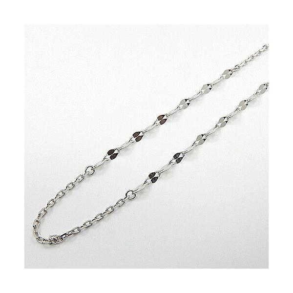 80センチ プラチナ(Pt850)小豆チェーンペタルパーツ付き  デザイン ロングネックレス(幅1....