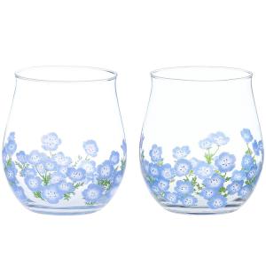 東洋佐々木ガラス フリーグラス ペア ネモフィラ柄 日本製 食洗機対応 化粧箱入 クリア 約365ml G099-T297 2個セット
