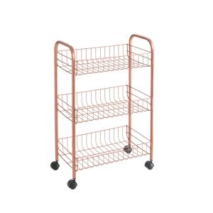 Metaltex キッチンワゴン スリムワゴン 3段 キャスター付き コッパーブラウン 約63×41×23cm