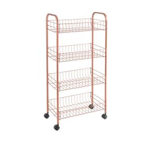 Metaltex キッチンワゴン スリムワゴン 4段 キャスター付き コッパーブラウン 約84×41×23cm