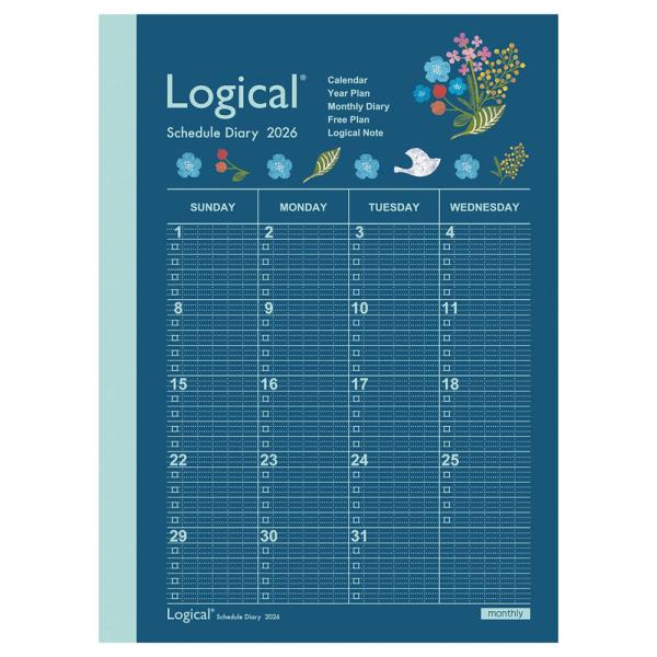 ナカバヤシ ロジカルダイアリー 月間ノートタイプ A A6 フラワー NS-A602-26AS2 月...