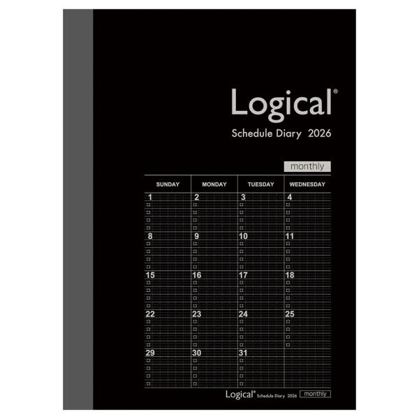 ナカバヤシ ロジカルダイアリー 月間ノートタイプ B A6 ブラック 黒色 NS-A602-26BD...