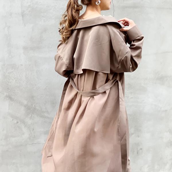 バックシアーロングトレンチコート 送料無料　ベージュ　グレージュ　モカブラウン