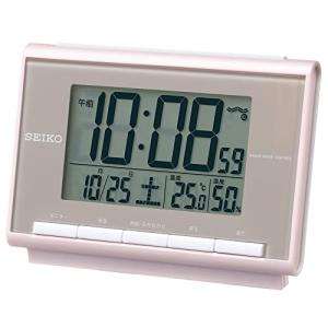 セイコークロックSeiko Clock セイコー クロック 目覚まし時計 電波 デジタル カレンダー 温度 湿度 表示 薄ピンク パール SQ6｜aalso