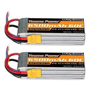 Youme 6S Lipoバッテリー6500mAh、22.2V RCバッテリーXT90 60C for RC 飛行機クアッドコプターヘリコプターAliの商品画像