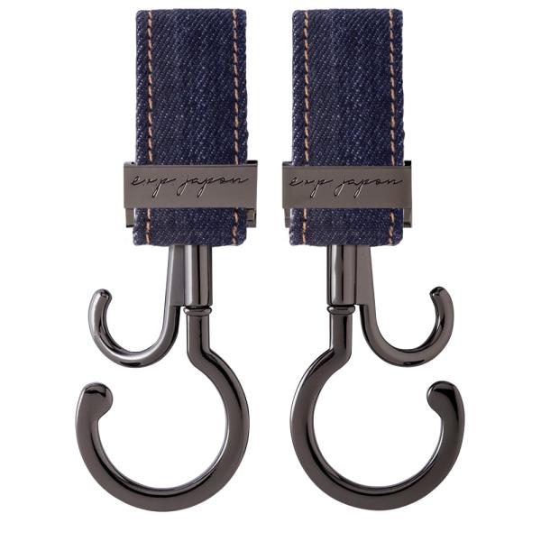 e.x.p.japon バギーフック BK-デニム 360度回転 ダブルフック ベビーカー 荷物フッ...