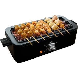 [山善] 焼き鳥焼き器 減煙 電気七輪 卓上 焼き鳥 焼肉 ひとり占めグリル 焼鳥コンロ 網焼き 家庭用 無段階火力調節 油ハネ削減 ブラック ESRの商品画像