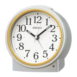 セイコークロック 目覚まし時計 置き時計 自動点灯 アナログ 夜でも見える 銀色メタリック 116×115×81mm KR518Sの商品画像