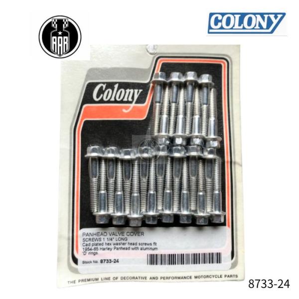 パンヘッド バルブカバー スクリュー 1 1/4 ロング カドミウム ハーレーダビッドソン 1954...