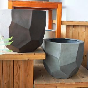 六角形コンクリートプランター8号鉢 植木鉢 おしゃれ 軽い リッジL 47cm 15.5号 FRP 底穴あり グレー