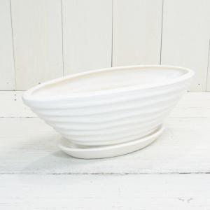 プランター FR円錐ロングホワイトストーン S 直径36×高さ50cm