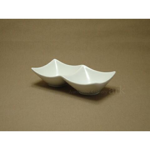 白い器 アーバン角鉢 二連 16cm 白 ホワイト 白い食器 ポーセリンアート 絵付け