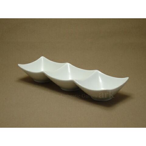 白い器 アーバン角鉢 三連 24cm 白 ホワイト 白い食器 ポーセリンアート 絵付け