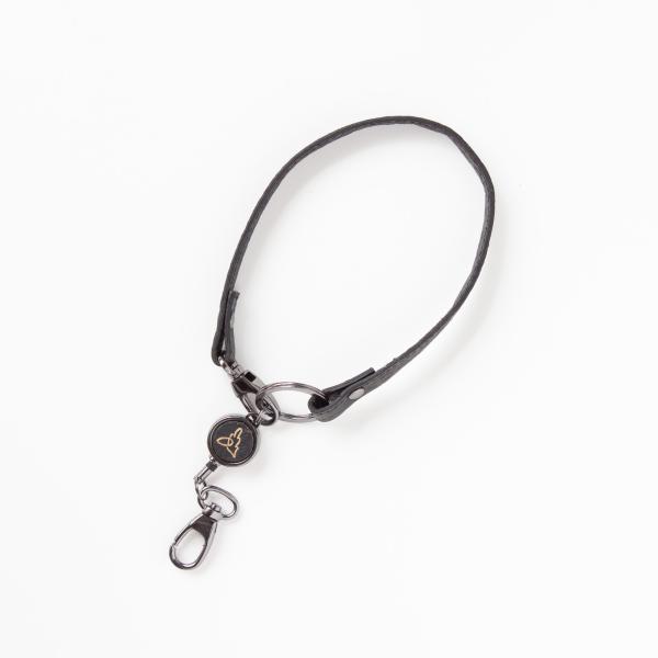 リール付きストラップ Aasha Loop ジェットブラック ココナッツレザー ヴィーガン IDカー...