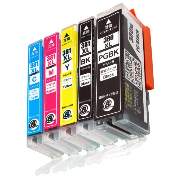 キヤノン BCI-381XL(BK/C/M/Y)+BCI-380XLPGBK(顔料BK) 合計5本セ...
