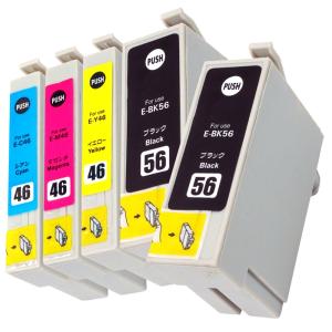 エプソン IC4CL56+46 (BK×2/C/M/Y) 5色セット ゾウ サッカーボール EPSON 互換インクカートリッジ 残量表示 ICチップ付 IC56+46 IC56 IC46 印刷｜aashop