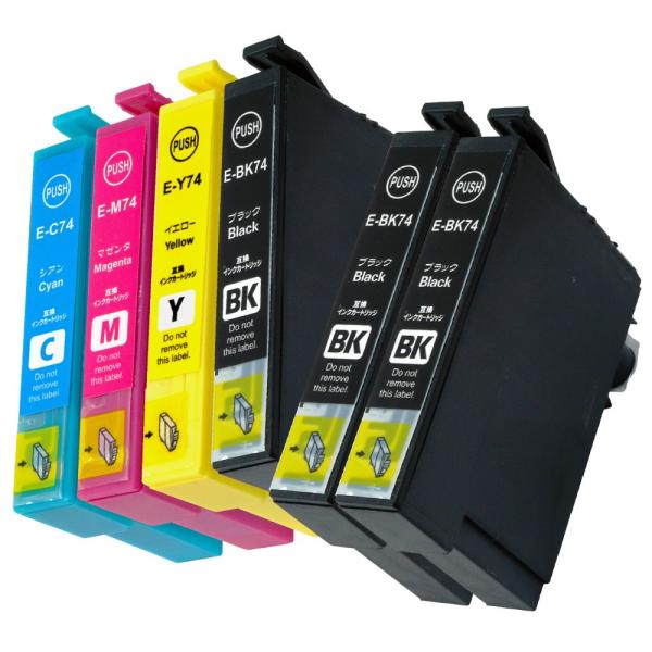 エプソン IC4CL74 (BK×3/C/M/Y) 6本セット 方位磁石 EPSON 互換インクカー...