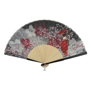 大西賢製販 扇子 Ripple 布扇子 20~21cm レディース 53-271 舞妓/ブラック