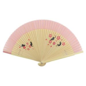 大西賢製販 扇子 Ripple 短地シルクペンテックス 21cm レディース 桜ねこ/ピンク