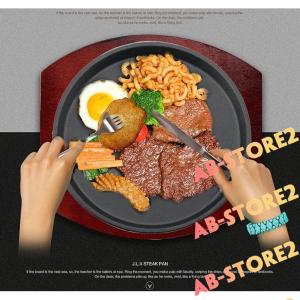 ステーキ皿 小判型 ハンドル付き 専用木台付 鋳物鉄 鉄板 鋳物　セット