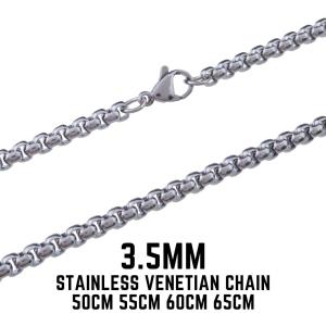 送料無料 3.5ｍｍ ベネチアン ネックレス チェーン メンズ ステンレス 50cm 55cm 60cm 65cm チェーン ネックレス