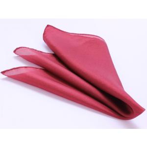 ポケットチーフ 日本製シルク100％ 羽二重 8匁、臙脂（ワインレッド）