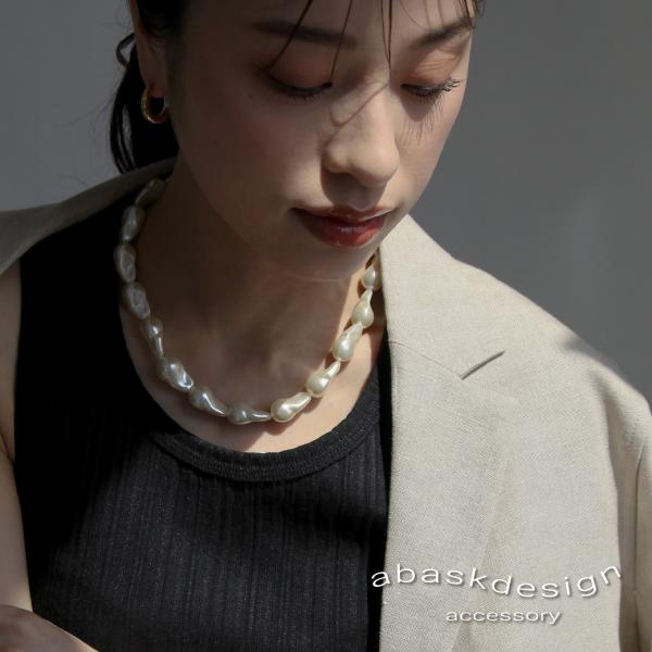 ネックレス レディース パールネックレス バロック調パール フェイクパール 大ぶりバロックパール ア...