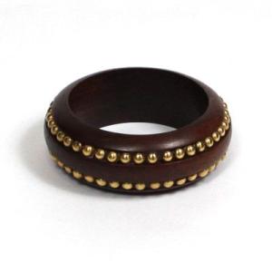 ブレスレット スタッズ2ライン天然ウッド レディースアクセサリー