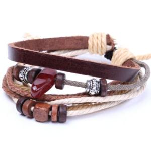 ジャラジャラエスニック本革ブレスレット