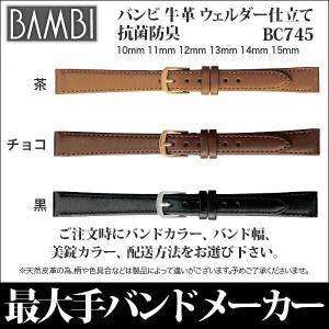 時計ベルト 10mm 11mm 12mm 13mm 14mm 15mm レディース 腕時計 バンド 交換 革 バンビ BAMBI 牛革 レザー BCB745｜abbeyroad