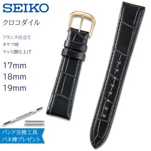 時計ベルト 17mm 18mm 19mm 腕時計 バンド 交換 セイコー 革 SEIKO ワニ クロコダイル マット DEL1 DEL2 DEL3｜abbeyroad